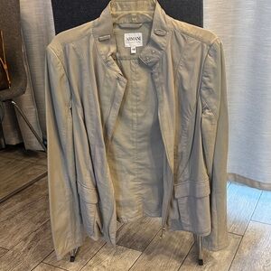 Armani Collezioni Light Taupe Leather Jacket.